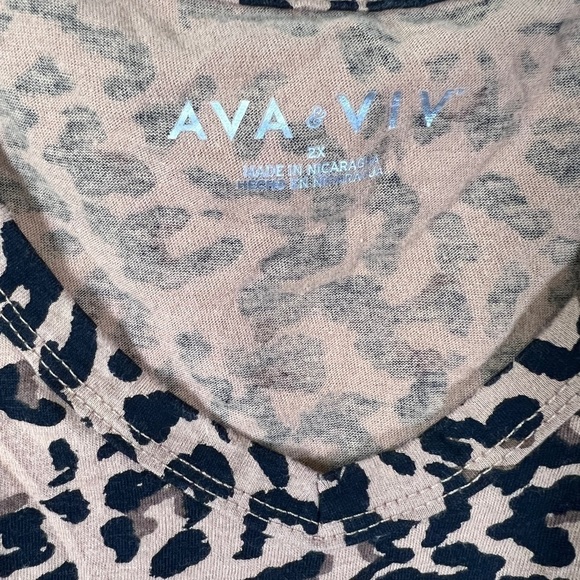 Women’s Leopard Print V-Neck Short Sleeve Tee - Picture 2 of 4